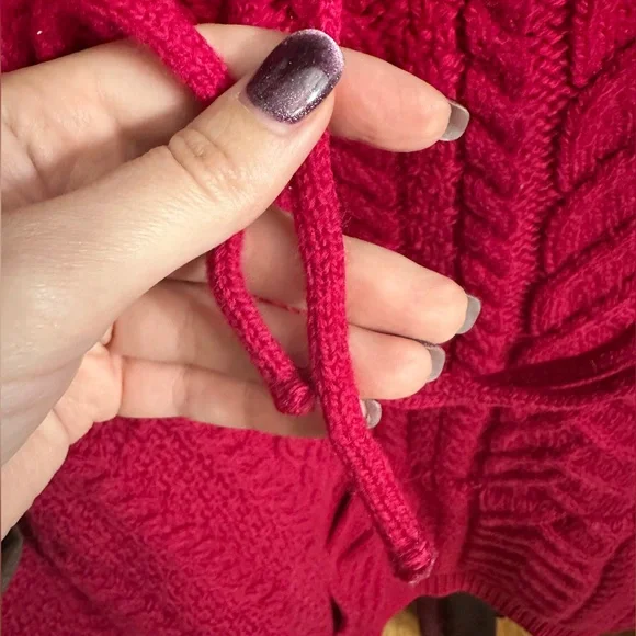 AUTHENTIC 100% Irish Merino Wool Aran Crafts Pullover Sweater Magenta Red XXL - Picture 5 of 5